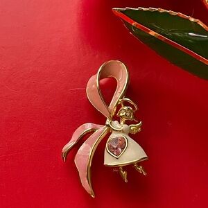 Bob Mackie Gold and Pink Angel Brooch,Vintage Brooch.